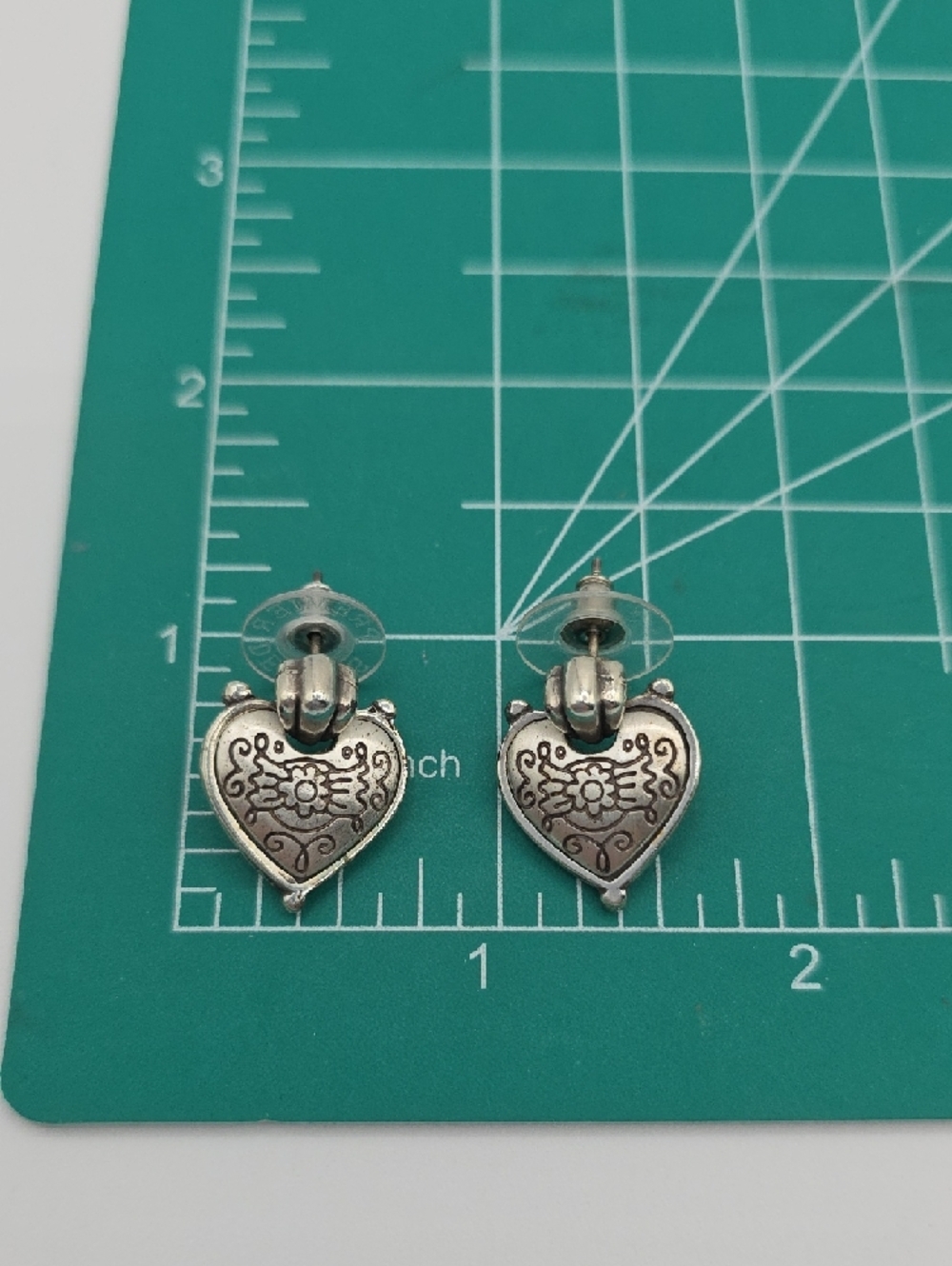 Retired Brighton Puff Heart Sterling Silver Heart Filigree Earrings - Picture 6 of 7